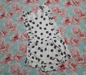 Cat & Jack Cream and Black Floral Romper